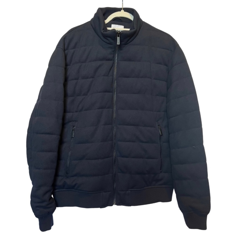 Zara Men’s Size XL navy blue padded quilted bomber jacket